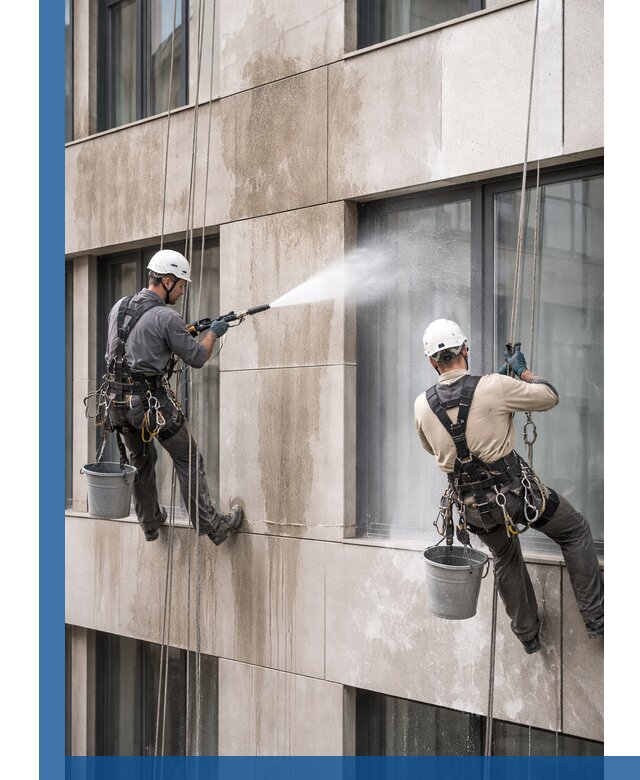 Послестроительная мойка фасада промышленным альпинизмом в Волгодонске