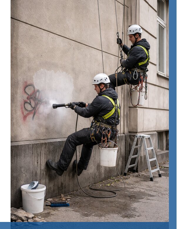 Удаление граффити с фасада в Волгодонске от 4924 р. | ВЫСОТНИК-Вгн