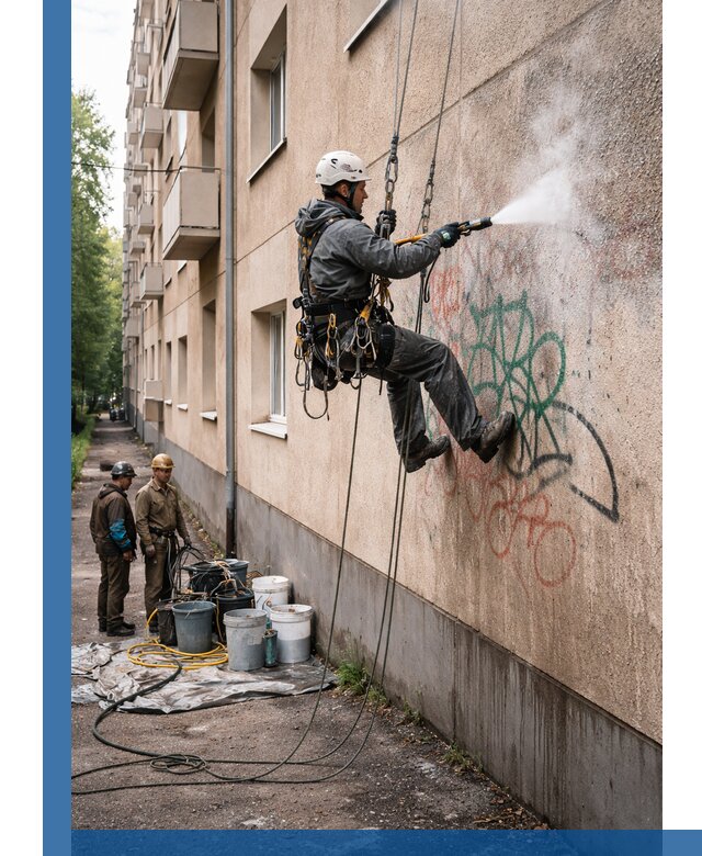 Удаление граффити с фасада в Волгодонске без следов и повреждений