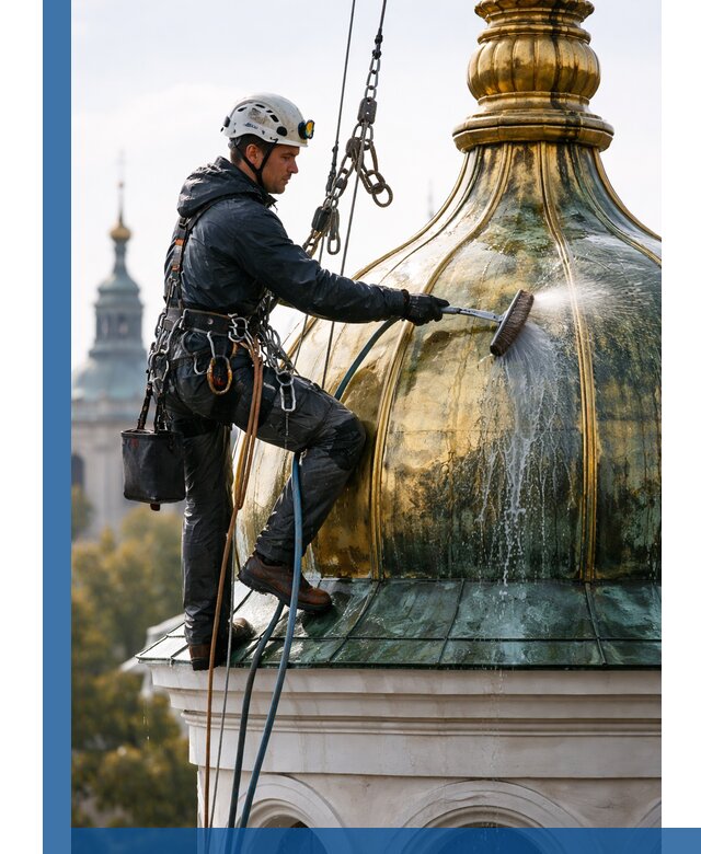 Профессиональная мойка куполов и шпилей высотными альпинистами в Волгодонске