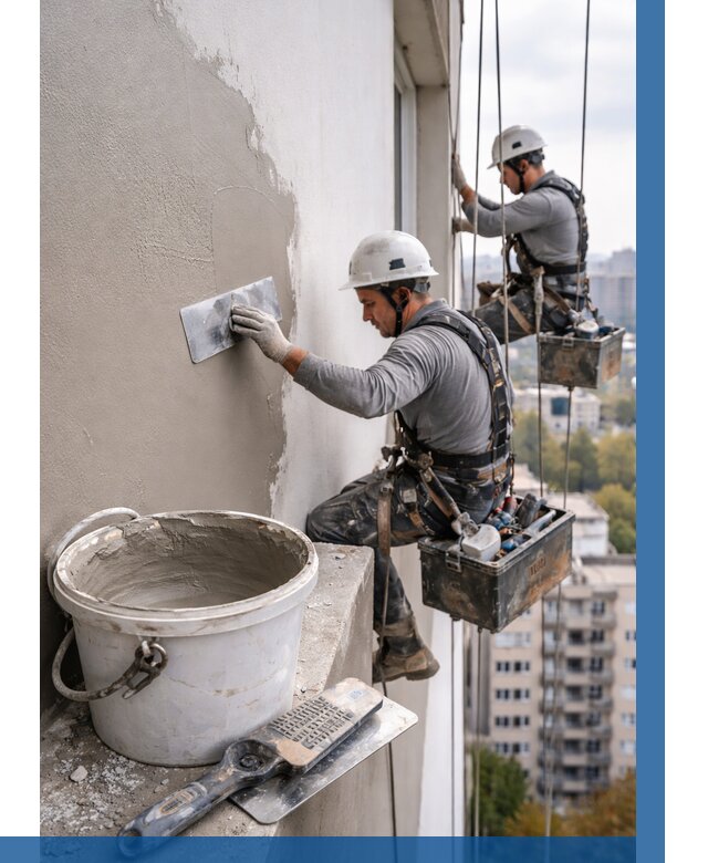 Шпаклевка фасада на высоте в Волгодонске от 766 р. | ВЫСОТНИК-Вгн