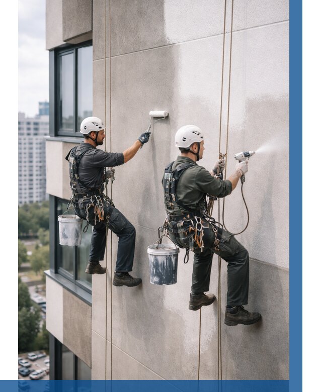 Покраска фасада альпинистами в Волгодонске от 328 р. | ВЫСОТНИК-Вгн