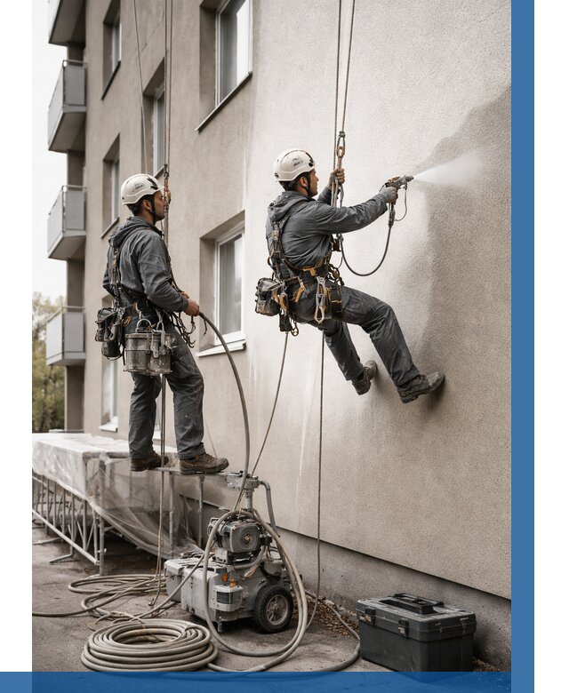 Безвоздушная покраска фасада в Волгодонске от 241 р/м² | ВЫСОТНИК-Вгн