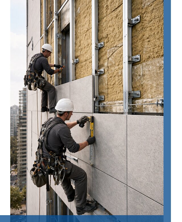 Монтаж вентилируемого фасада в Волгодонске от 3830 р. | ВЫСОТНИК-Вгн