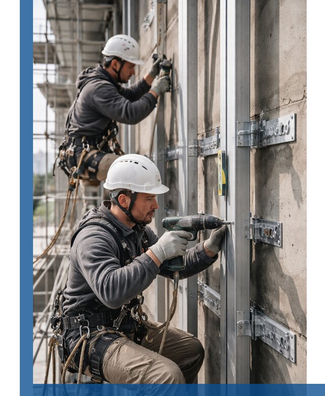 Монтаж и крепление подсистемы вентфасада в Волгодонске