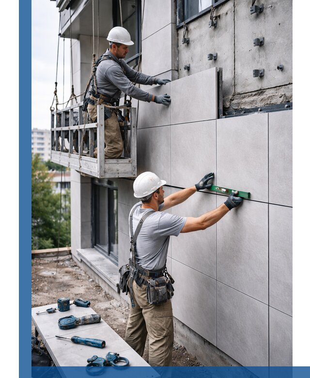 Монтаж керамогранита на фасад в Волгодонске под ключ с гарантией качества