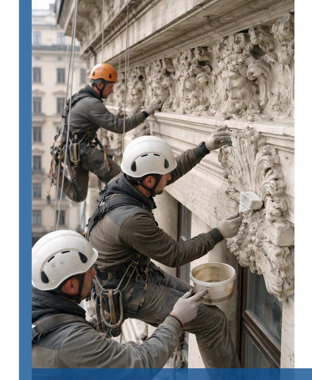 Реставрация фасадной лепнины с высотными работами в Волгодонске