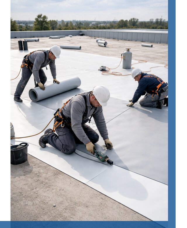 Монтаж мембранной кровли под ключ в Волгодонске от 1313 р. | ВЫСОТНИК-Вгн