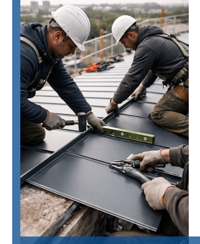 Монтаж фальцевой кровли в Волгодонске для промышленных зданий