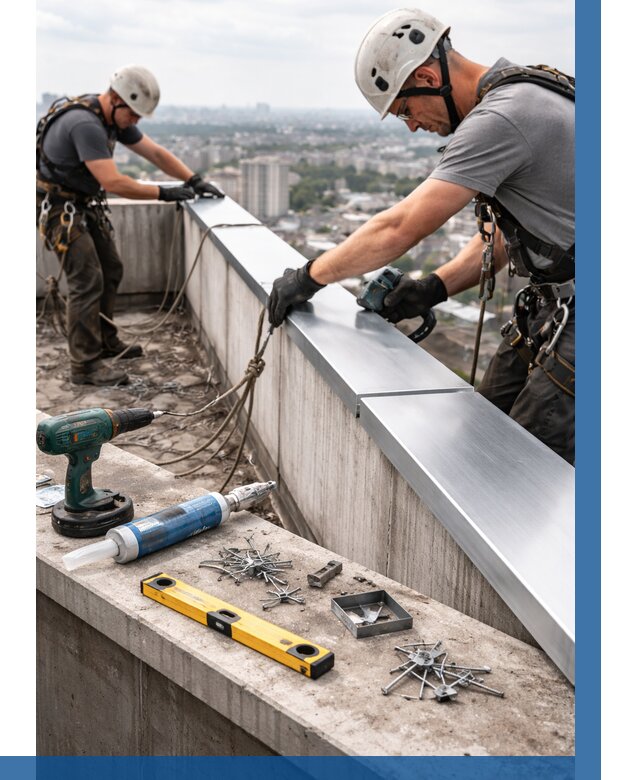 Монтаж парапетных крышек в Волгодонске от 875 р. | ВЫСОТНИК-Вгн