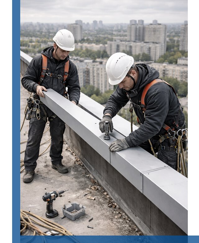 Монтаж парапетных крышек и ограждений кровли в Волгодонске