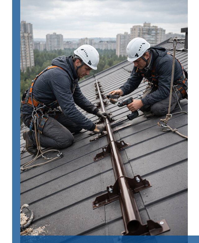 Монтаж снегозадержателей на кровле зданий в Волгодонске под ключ