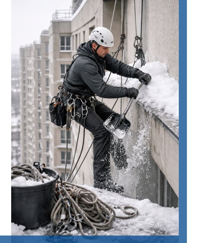 Очистка карнизов от снега в Волгодонске от 328 р. | ВЫСОТНИК-Вгн