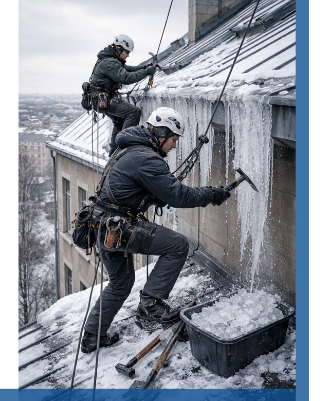 Удаление наледи с кровли в Волгодонске от 6019 р. | ВЫСОТНИК-Вгн