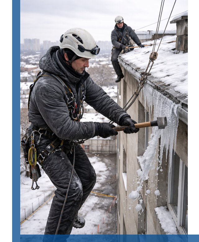 Сбивание и удаление сосулек с крыши в Волгодонске безопасно