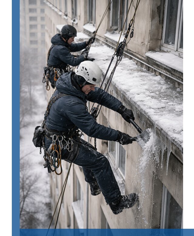 Удаление наледи и сосулек с карнизов в Волгодонске профессионально