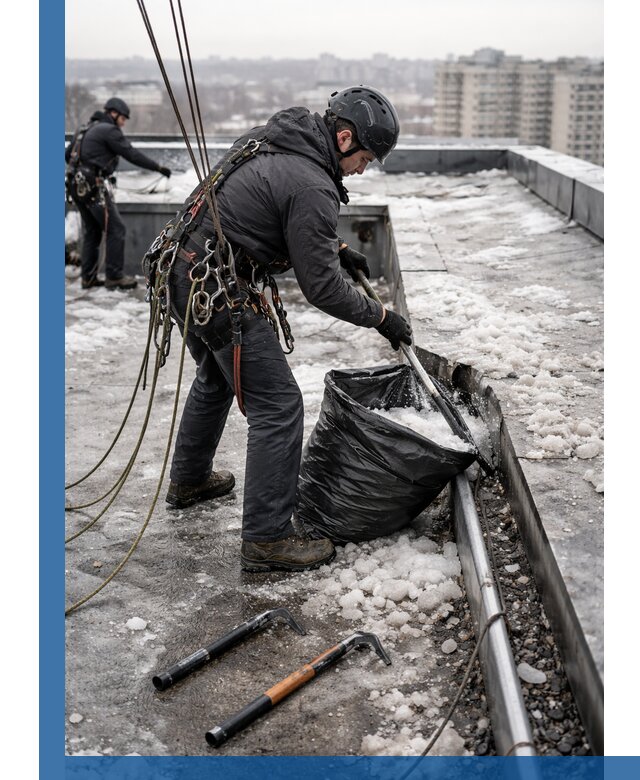 Аварийная очистка кровли в Волгодонске от промальпинистов