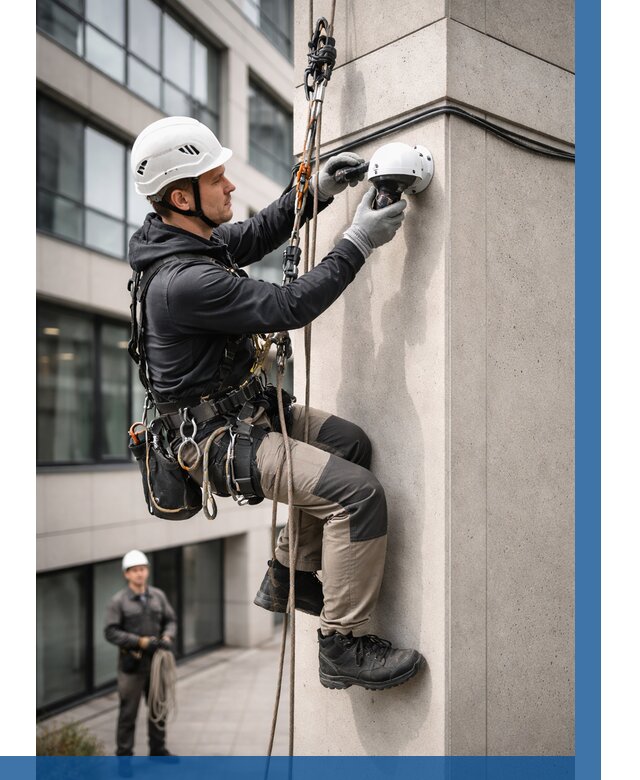 Монтаж камер видеонаблюдения на фасаде в Волгодонске от 9302 р.-ВЫСОТНИК-Вгн