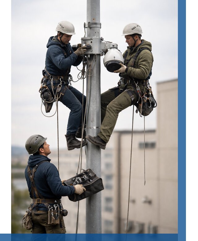 Установка видеокамер на мачте в Волгодонске от 9302 р. | ВЫСОТНИК-Вгн