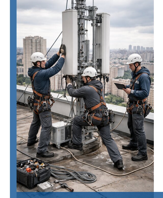 Монтаж антенн связи на крыше в Волгодонске с вводом в эксплуатацию