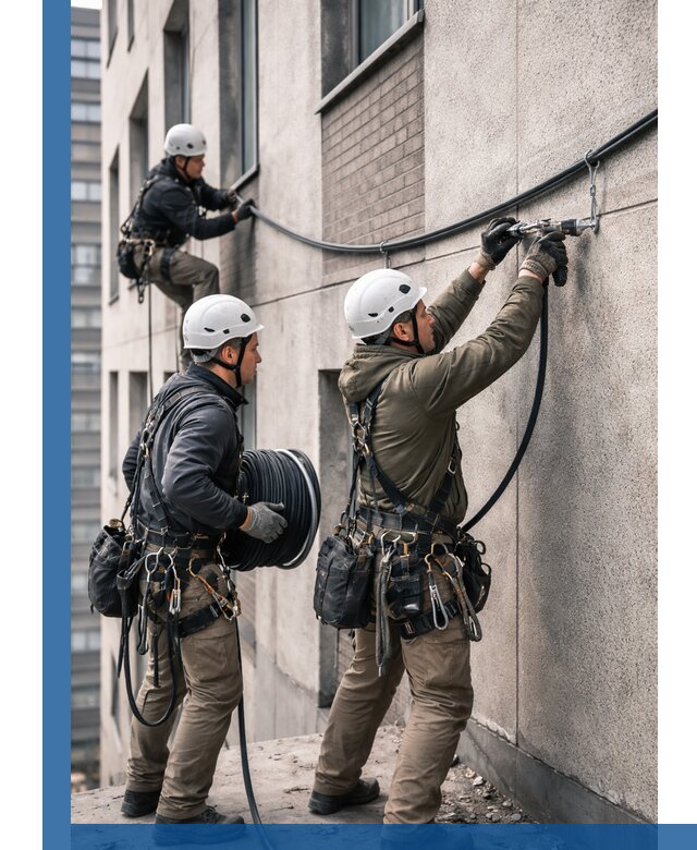 Прокладка кабеля по фасаду в Волгодонске, профессиональный монтаж