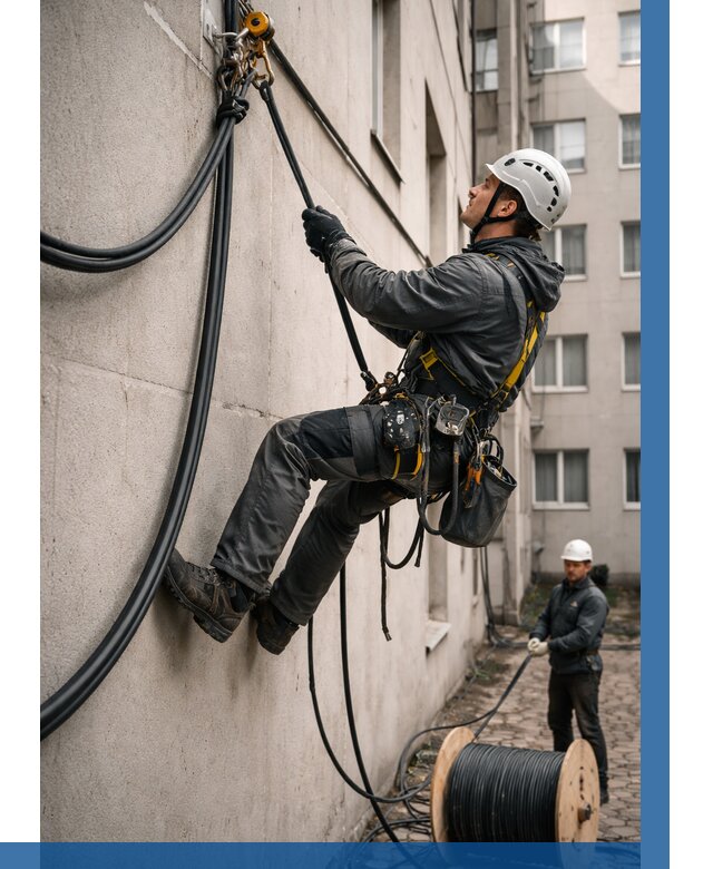 Протяжка кабеля питания на высоте в Волгодонске от 492 р. | ВЫСОТНИК-Вгн