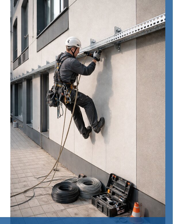 Монтаж кабельных лотков на фасаде в Волгодонске от 1313 р. | ВЫСОТНИК-Вгн