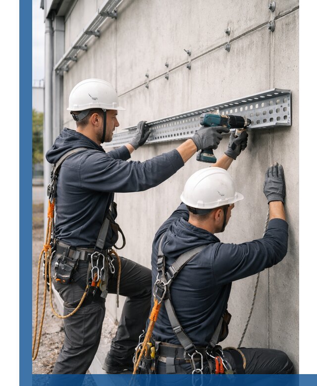 Монтаж кабельных лотков на фасаде зданий в Волгодонске с гарантией