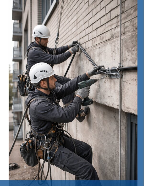 Крепление кабеля на фасаде в Волгодонске от 383 р. | ВЫСОТНИК-Вгн