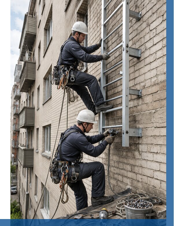 Монтаж пожарной лестницы в Волгодонске от 27358 р заказать у ВЫСОТНИК-Вгн