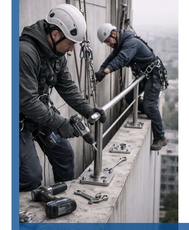 Монтаж перил на высоте в Волгодонске для жилых и промобъектов