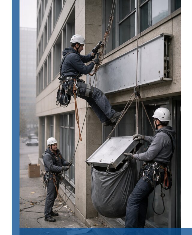 Демонтаж рекламной вывески с высотными работами в Волгодонске