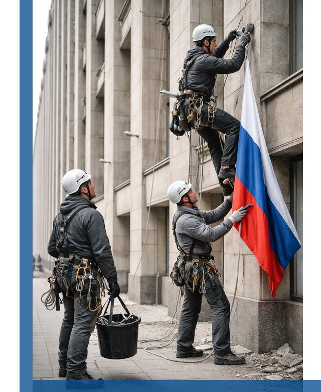 Профессиональная установка флагов на фасаде в Волгодонске