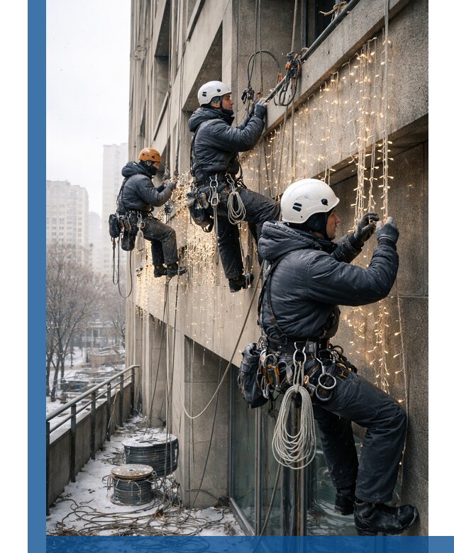 Монтаж новогодней иллюминации и украшение фасадов в Волгодонске