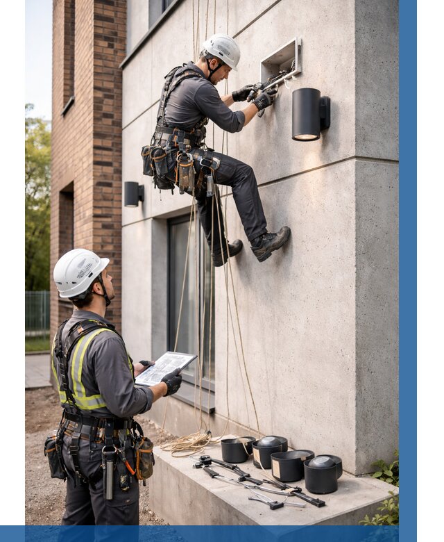 Монтаж фасадного освещения в Волгодонске от 2736 р. | ВЫСОТНИК-Вгн