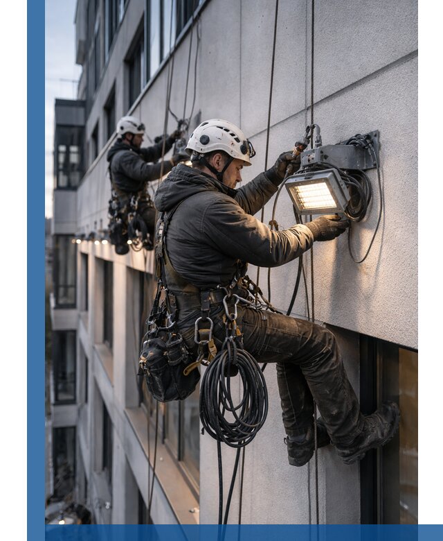 Монтаж фасадного освещения в Волгодонске установка и подключение