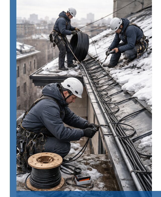 Монтаж греющего кабеля на кровле в Волгодонске под ключ