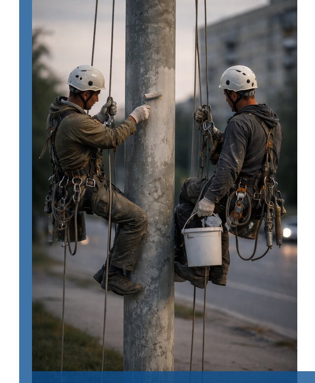 Покраска опор освещения и антикоррозийная защита в Волгодонске