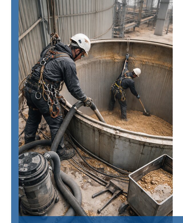 Профессиональная чистка зерновых бункеров в Волгодонске с выездом