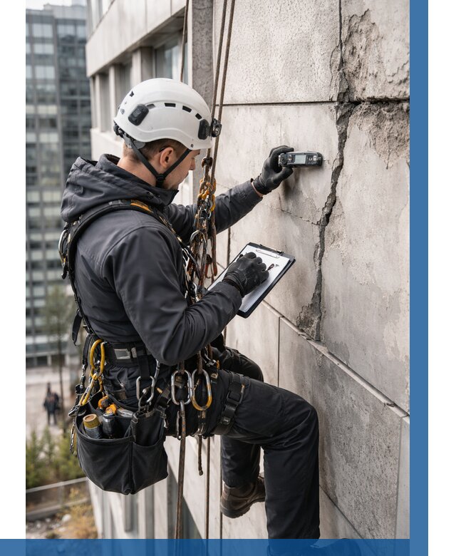 Обследование фасада альпинистами в Волгодонске от 131 р. | ВЫСОТНИК-Вгн