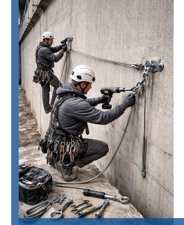 Монтаж анкерных линий высотной безопасности в Волгодонске